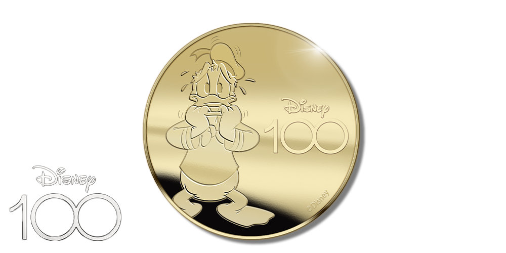 Disneys Donald Duck på jubileumsmynt i gull Disneys Donald Duck på jubileumsmynt i gull