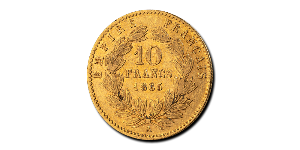 Napoleon IIIs 10 franc med laurbærkrans