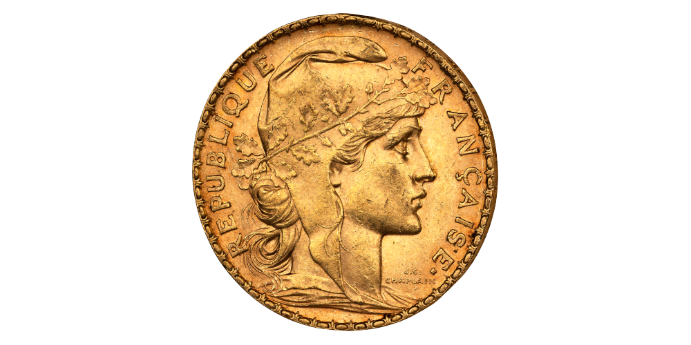 Symboltung ikonisk fransk gullmynt 