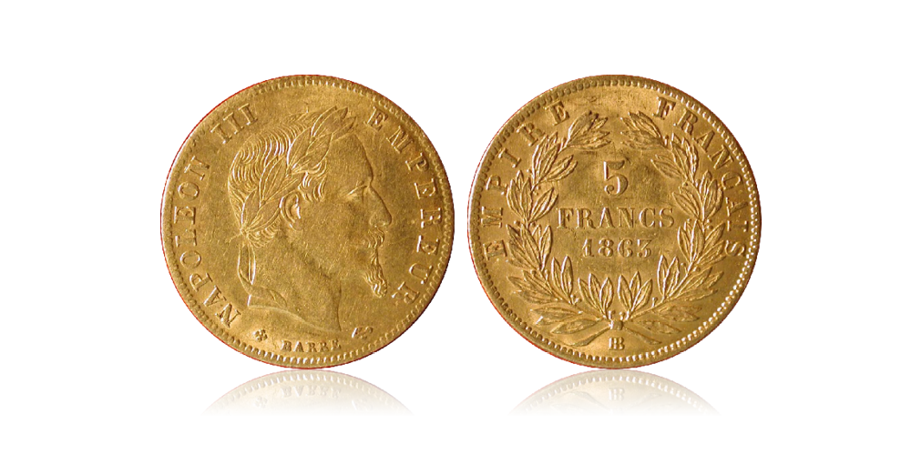 Napoleon IIIs aller siste 5 franc i gull