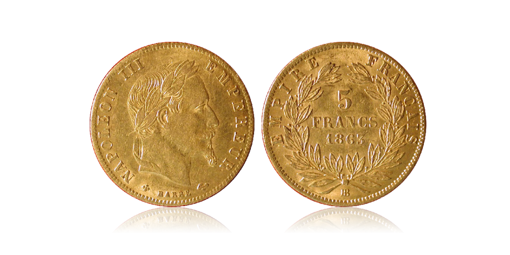 Napoleon IIIs aller siste 5 franc i gull Napoleon IIIs aller siste 5 franc i gull