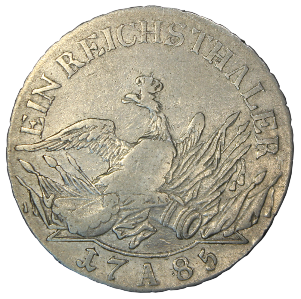 Revers side av Fredrik den store sølvmynt