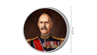 Gigantmedalje med portrettmaleri av Kong Haakon VII