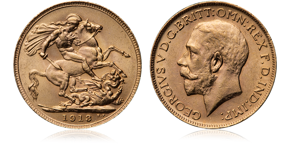 Kong George Vs halv Sovereign i gull