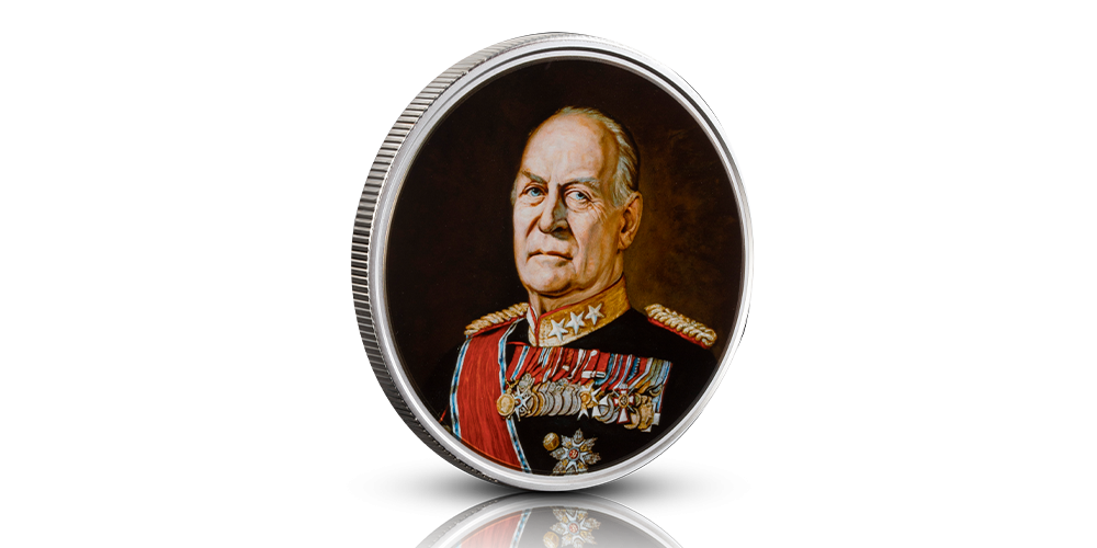 Kong Olav V hedret i fullfargepreg på gigantmedalje