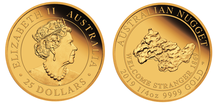 Gull nugget gullmynt fra Australia 2019 Gull nugget gullmynt fra Australia 2019