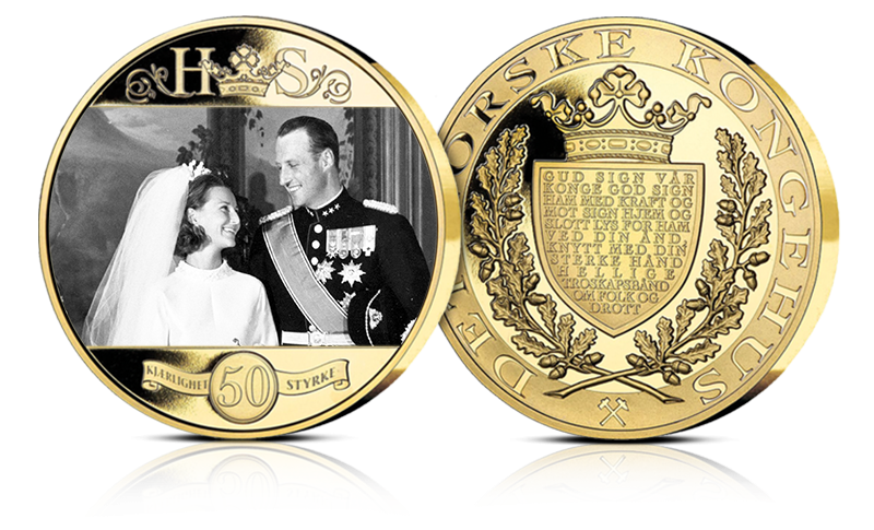 Kong Harald og Dronning Sonja gullbryllupsmedalje Kong Harald og Dronning Sonja gullbryllupsmedalje