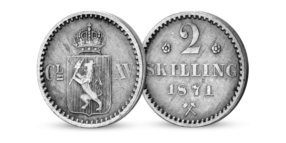 Original 2-skilling fra 1871