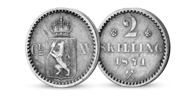 Norges aller siste 2-skilling i sølv til kun 349 kroner!