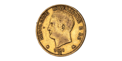 Italiensk 20 lire fra Napoleon I - utgitt 1808-1814 