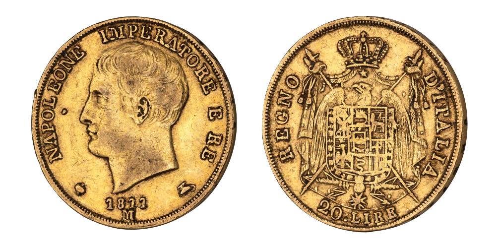 20 lire napoleon 1811 advers og revers side