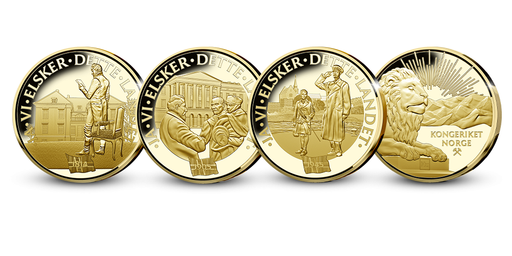 Tre medaljer preget i Humanium Metal og belagt med Fairmined Gull