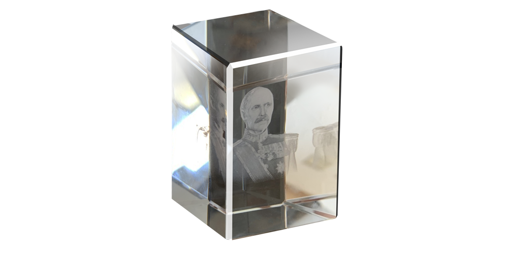   Hologramkube med motiv av kong Haakon VII