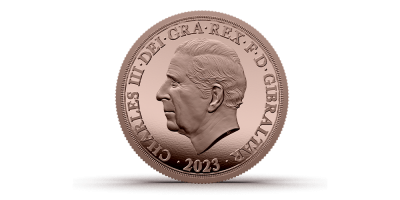 Advers side av mynten som feirer Kong Charles 75 års dag