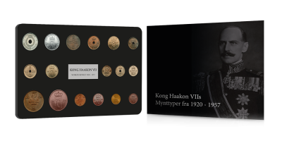 Alle kong Haakon VIIs mynttyper etter 1920