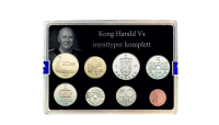 Komplettsett med kong Harald Vs mynttyper