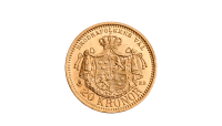 Revers side av Oscar II 20-kroner i gull fra 1889