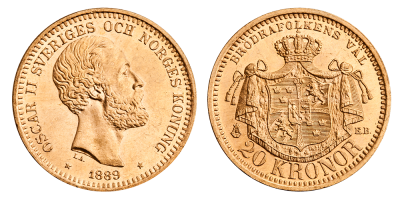 20 kronor gull - utgitt 1889