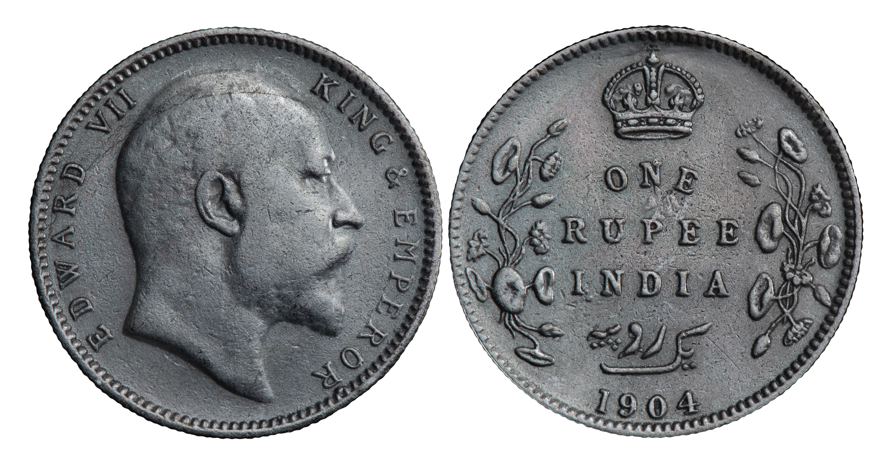 Edward VII 1 rupie i sølv - hentet fra 5.181 meter under havet