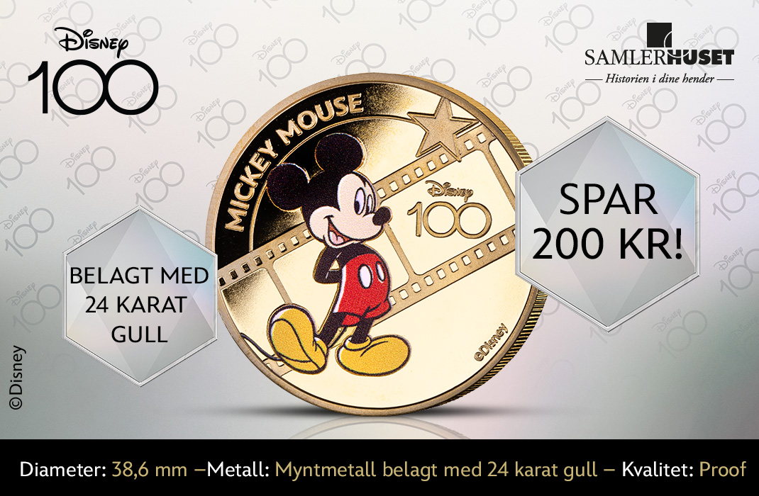 Offisiell gullbelagt minnemynt med Disney Mikke Mus