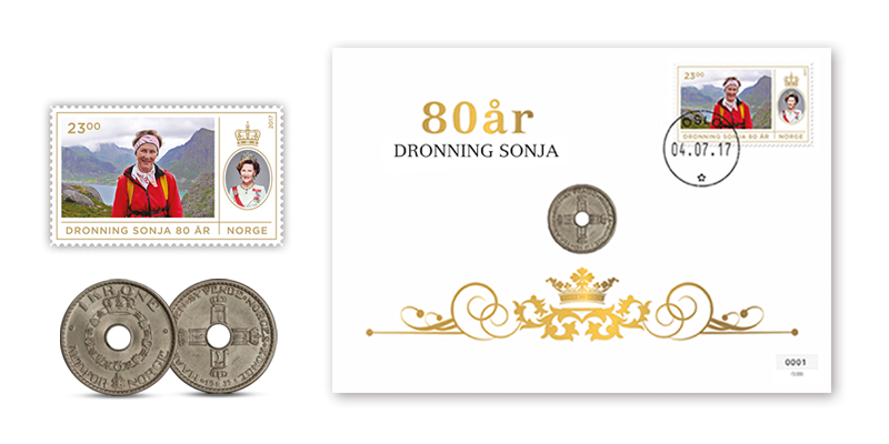 Dronning Sonja 80 år mynntbrev Dronning Sonja 80 år mynntbrev