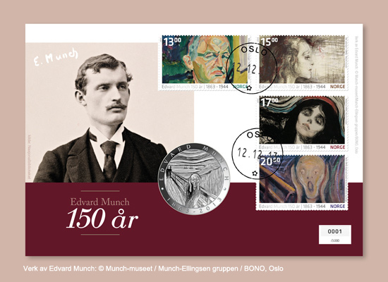 Myntbrev nr. 189: Edvard Munch 150 år Myntbrev nr. 189: Edvard Munch 150 år