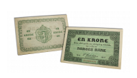 Advers og revers side av 1 krone nødseddel 1917