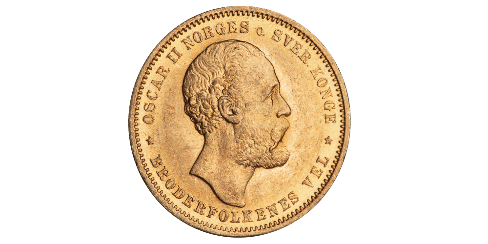  Oscar II 20 kroner gull 1878 advers