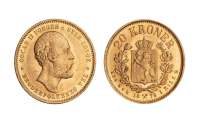  Oscar II 20 kroner gull 1878 advers og revers