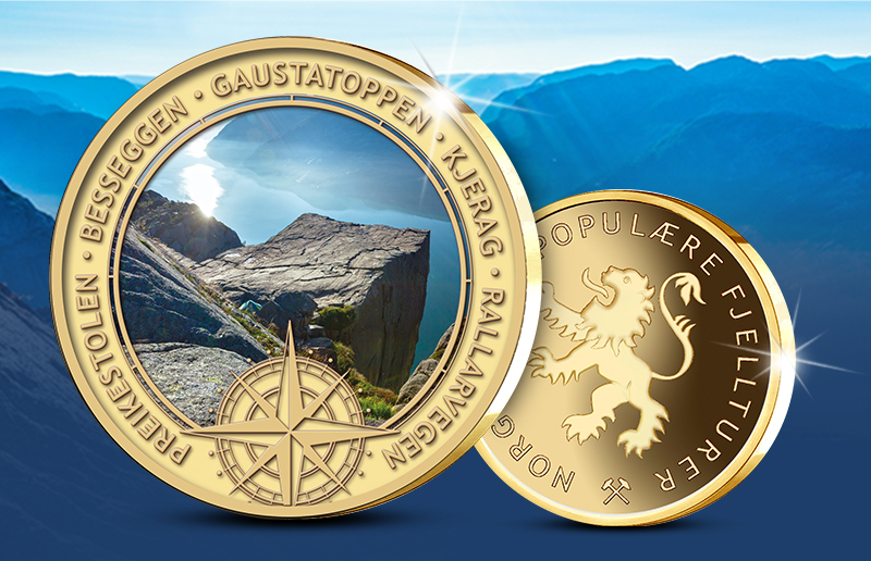 Preikestolen hedres på gullbelagt medalje Preikestolen hedres på gullbelagt medalje