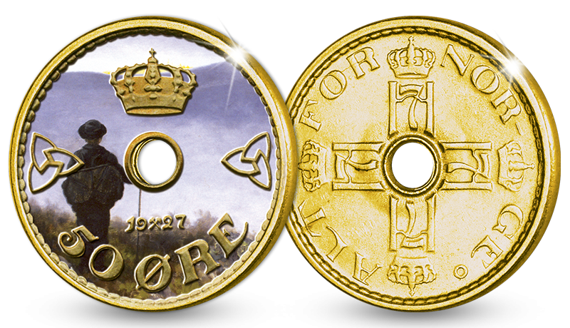 Soria Moria på 50 øre mynt fra Kong Haakon VII Soria Moria på 50 øre mynt fra Kong Haakon VII