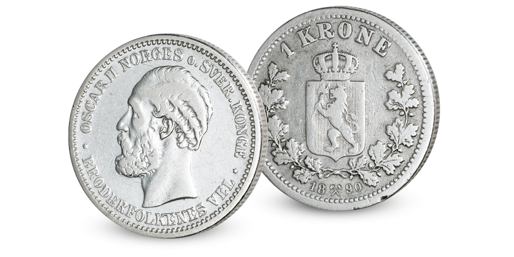 Bli eier av Kong Oscar IIs sjeldne 1-krone fra 1890
