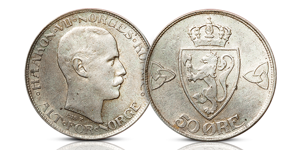 Haakon VII 50øre 1918 Haakon VII 50øre 1918