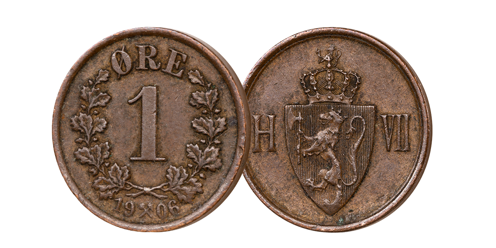 Norsk 1-øre 1906 kong Haakon Norsk 1-øre 1906 kong Haakon