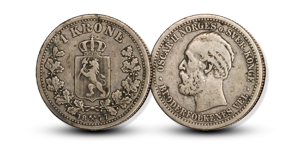 Norges aller f&oslash;rste rene 1-krone i s&oslash;lv