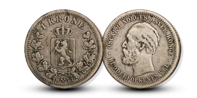 Norges første rene 1-krone i sølv Norges første rene 1-krone i sølv