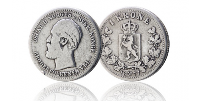 1-krone 1877 - Norges første 1-krone i sølv 