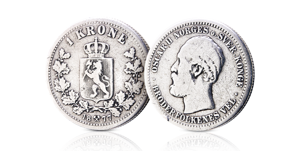 Norges aller første 1-krone i sølv fra 1877