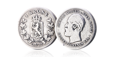 Norges aller første rene 1-krone i sølv fra 1877