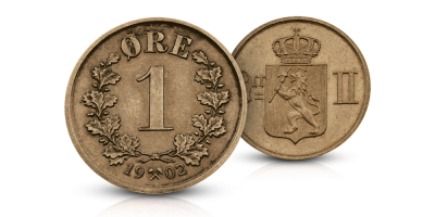 Oscar II siste norske 1-øre fra 1902 