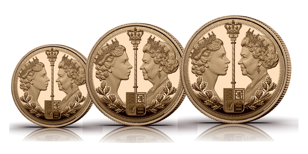 Dronning Elizabeth II 3-myntsett Sovereign 2022 revers