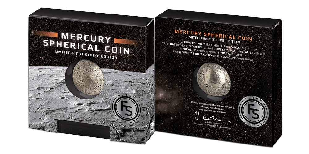 Spektakulær sølvmynt formet som planeten Merkur