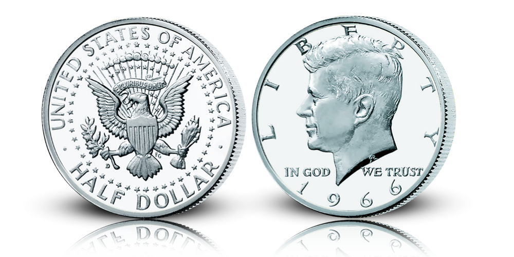 John F. Kennedy halvdollar i 40% sølv John F. Kennedy halvdollar i 40% sølv