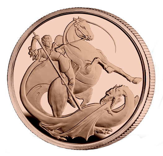 Bilde av myntens revers St. Georg og dragen