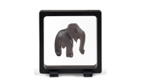 Rammeskrin til oppbevaring av samleobjekter, på bilde er det plassert en liten elefant inne i rammenskrinet