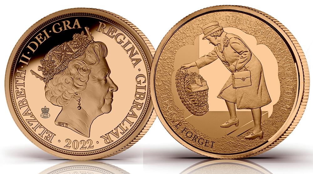 Mynt med motiv av dronning Elizabeth II
