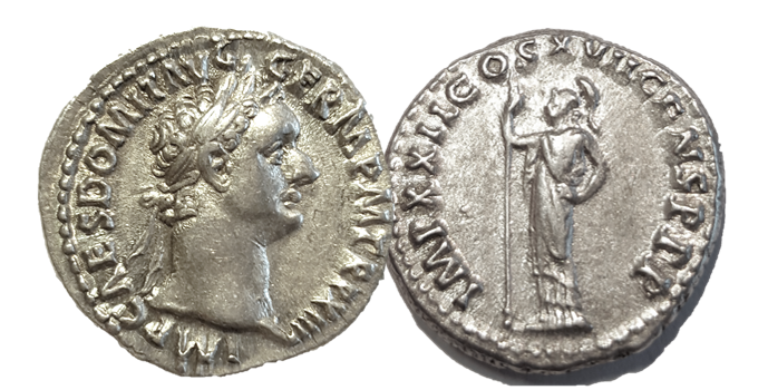 Sølvmynt av keiseren som gjenbygget Roma