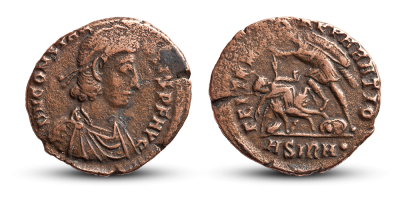 Konstantius II bronsemynt 348 - 356 e.Kr