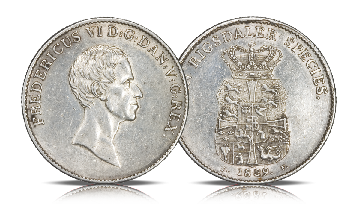Historisk 1 speciedaler fra perioden 1820 -1839 utgitt under Danmark-Norges siste Konge. Historisk 1 speciedaler fra perioden 1820 -1839 utgitt under Danmark-Norges siste Konge.