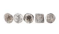 De 5 myntene inkludert i svartedauden myntsettet